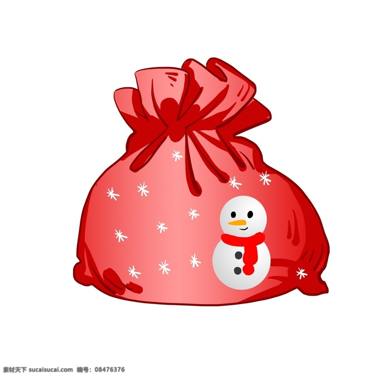 雪人 红色 礼物 袋 插画 卡通雪人 喜庆 节日 元旦 圣诞节 系 围巾 可爱 过节