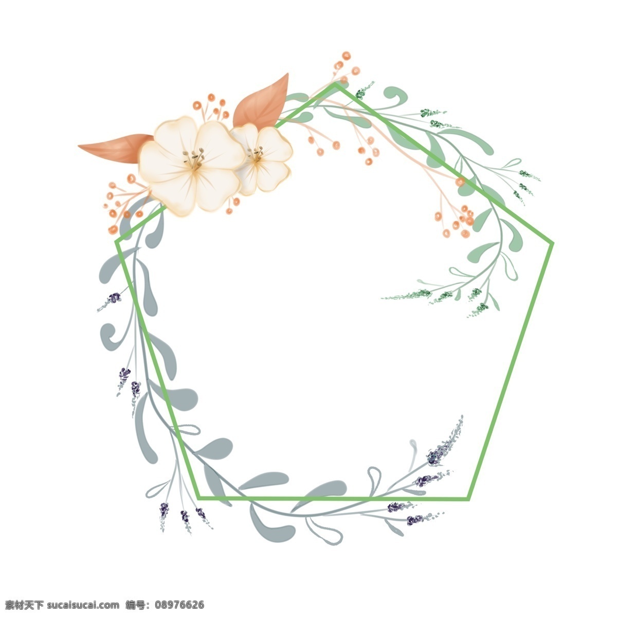 植物 手绘 小 清新 边框 花卉 薰衣草 简约 花环 免 抠 小清新 绿色 花圈 免抠 粉色 ps 手账元素