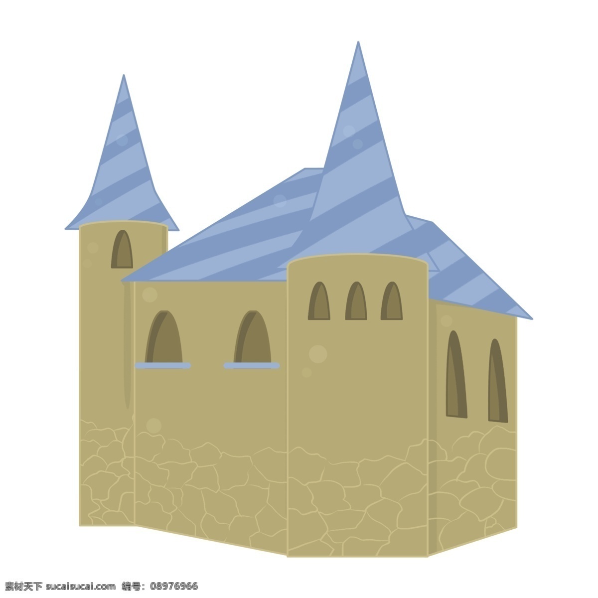 尖顶 城堡 建筑物 插画 蓝色房顶 尖顶城堡 建筑物插画 一座城堡 灰色城堡 蓝色 一座灰色城堡