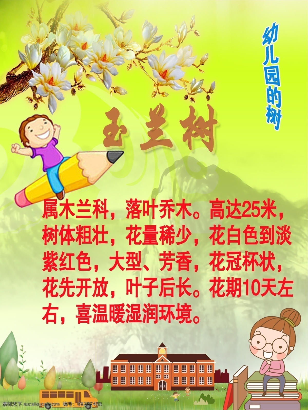 幼儿园 玉兰树 少儿 幼儿 学校 黄色
