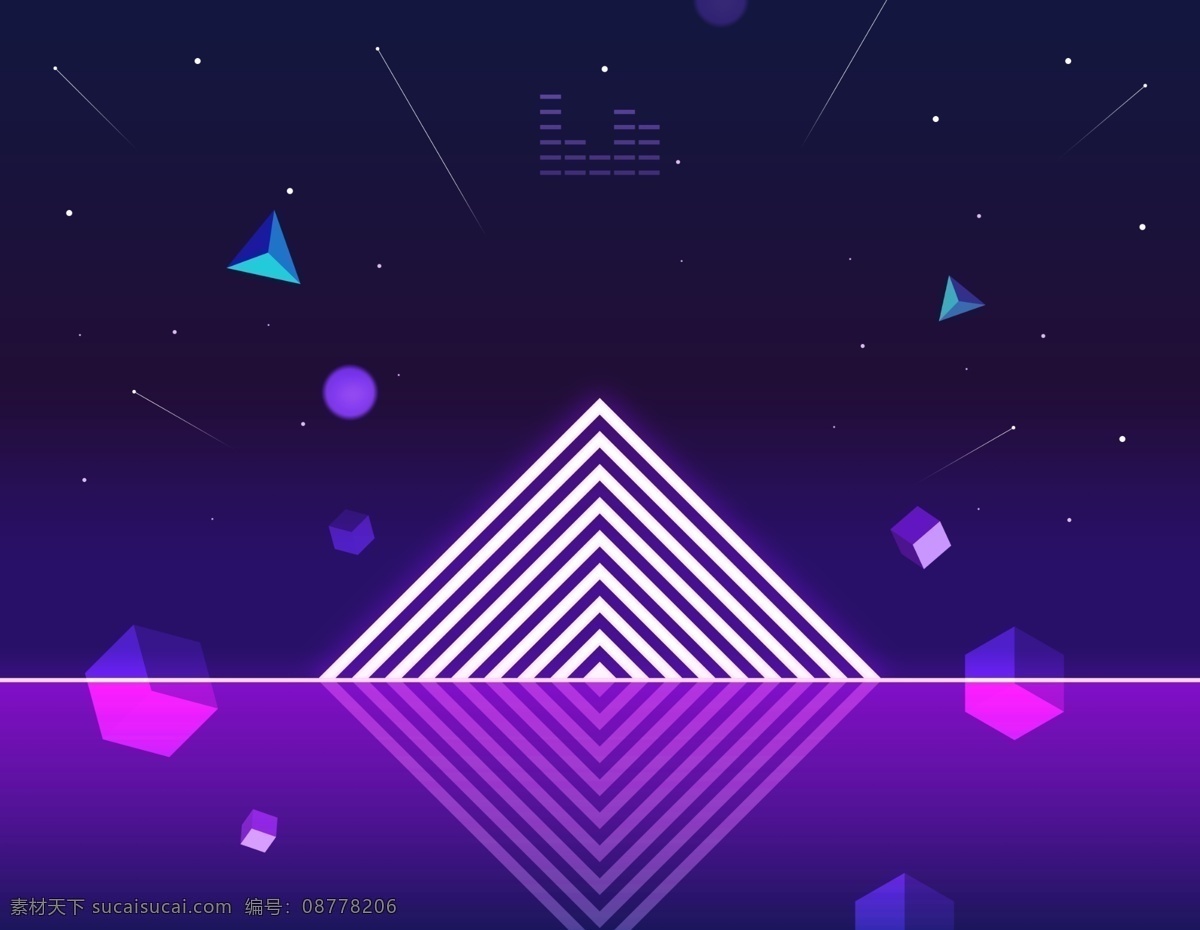 色彩 渐变 创意 音乐 主题 背景 紫色 彩色 广告背景 双色 倒影 音乐球 音乐主题 渐变素材 音乐素材 背景模板 渐变背景展板 时尚渐变背景 渐变海报