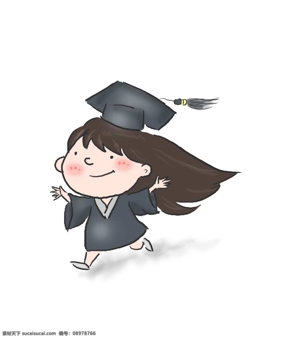 毕业 季 手绘 卡通 人物 学校 学生 大学 学院 帽子 插画 黑色 回忆 彩绘 校园 教师节 高兴