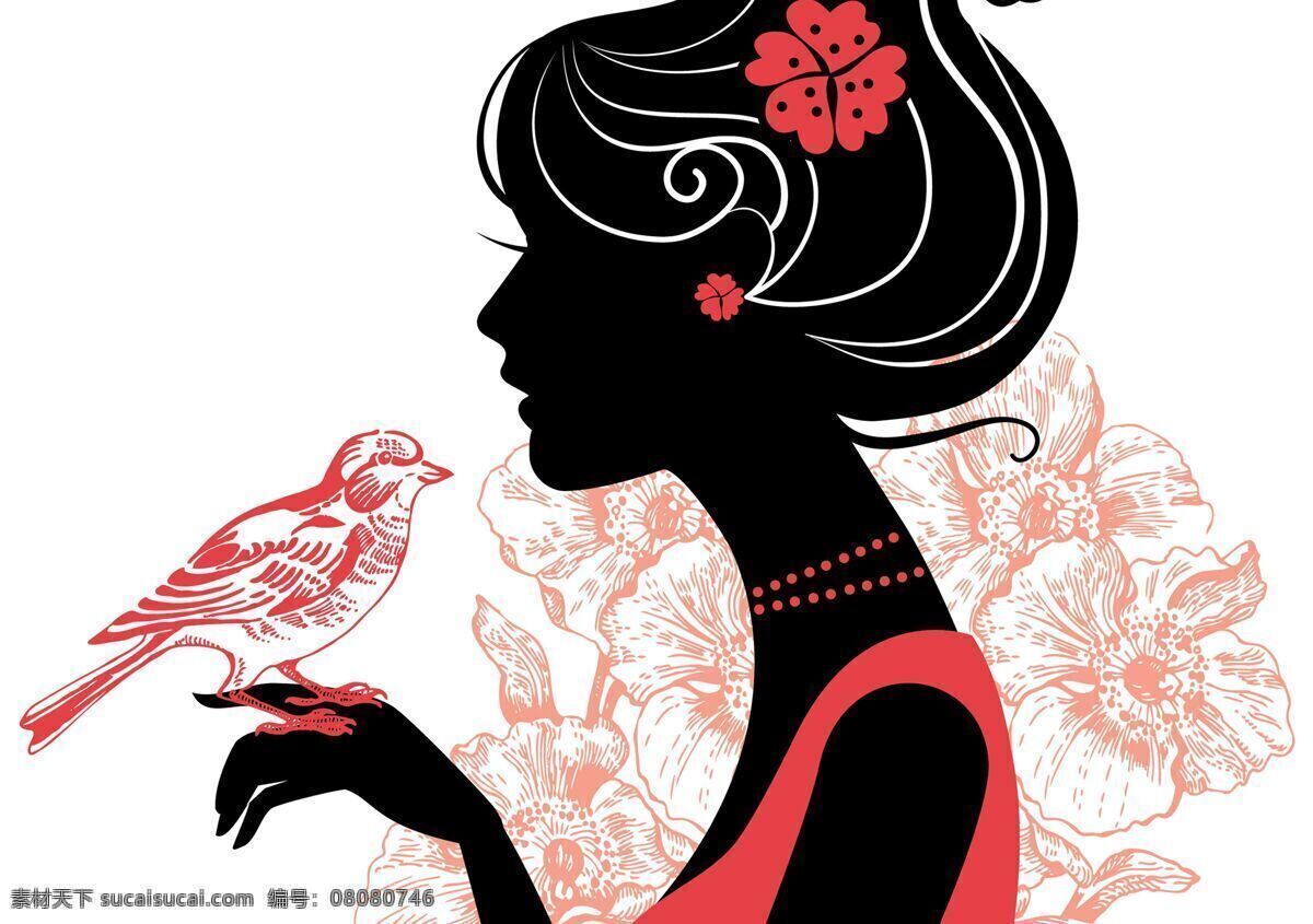 背景 创意 动画 动漫 花朵 剪影 剪纸 漫画 美女设计素材 美女模板下载 美女 女人 小鸟 美丽 设计美女 女性妇女 人物图库