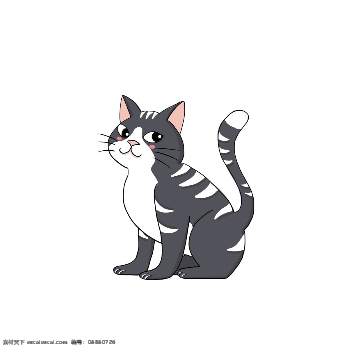 傲 娇小 黑猫 动物 可爱 卡通 小猫 漫画 萌宠 小花猫 插画设计