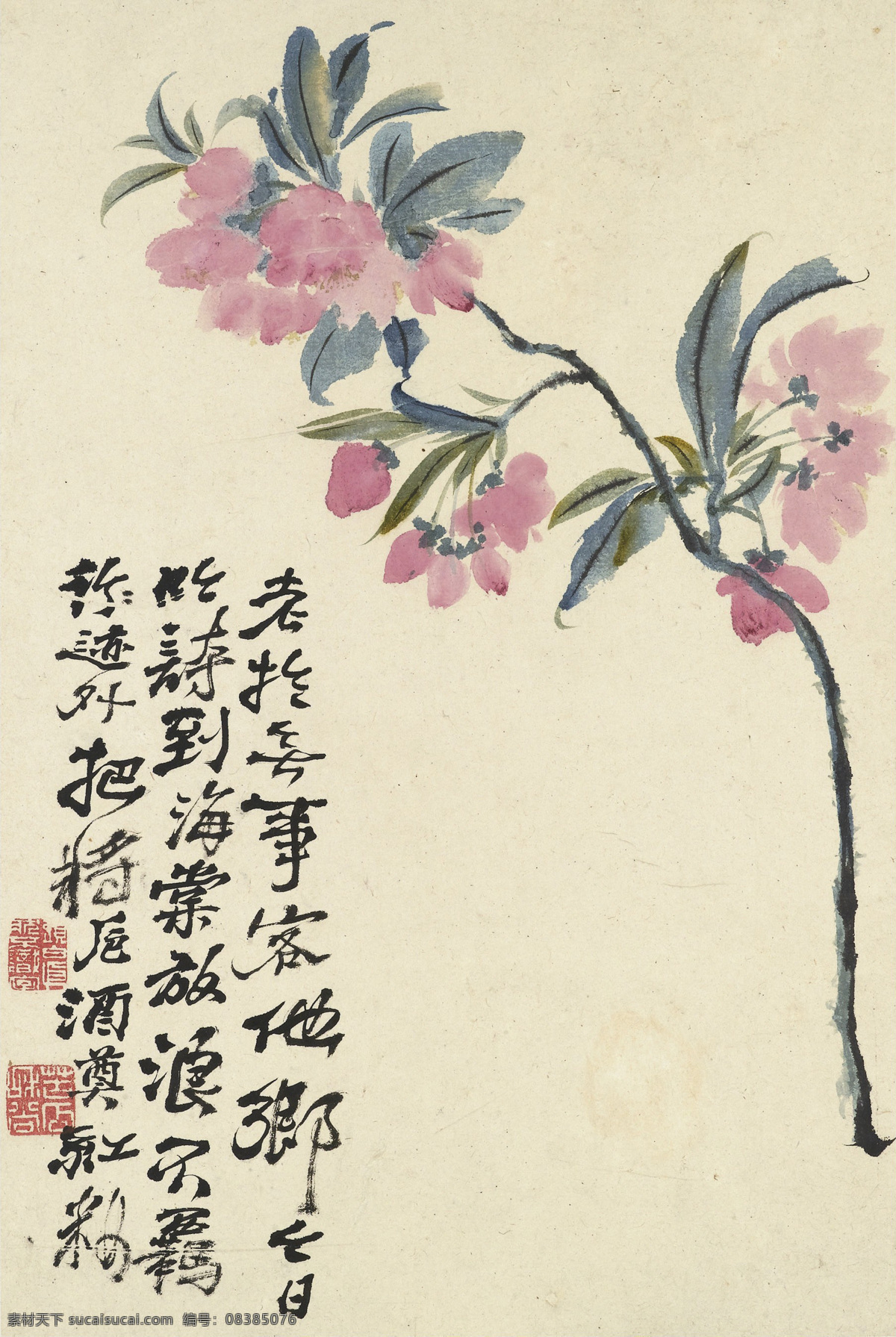 石涛 花卉册十帧 之五 清代 花鸟画 文化艺术 绘画书法 设计图库