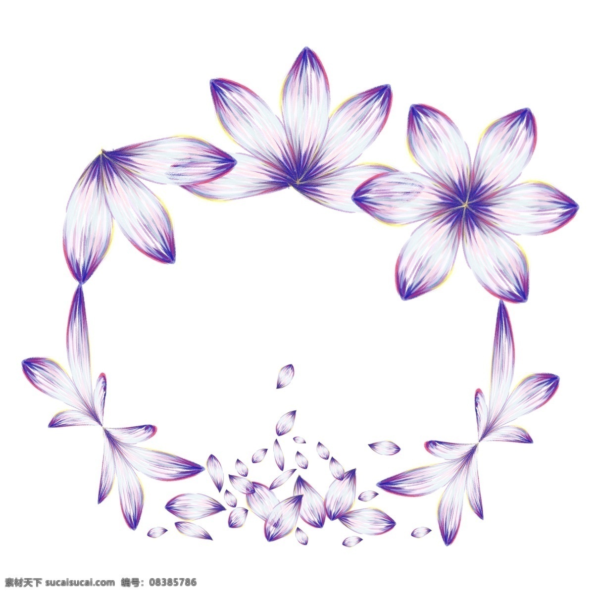 花瓣 飘落 紫色 梦幻 小 清新 治愈 系 手绘 彩 铅 元素
