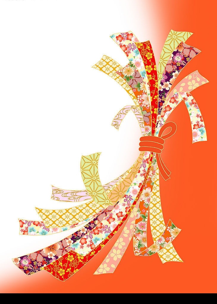 日本 风格 中 色彩 熨斗纹 菊 梅 樱花 红瞿麦 花菱纹 麻叶 底纹边框 背景底纹 设计图库