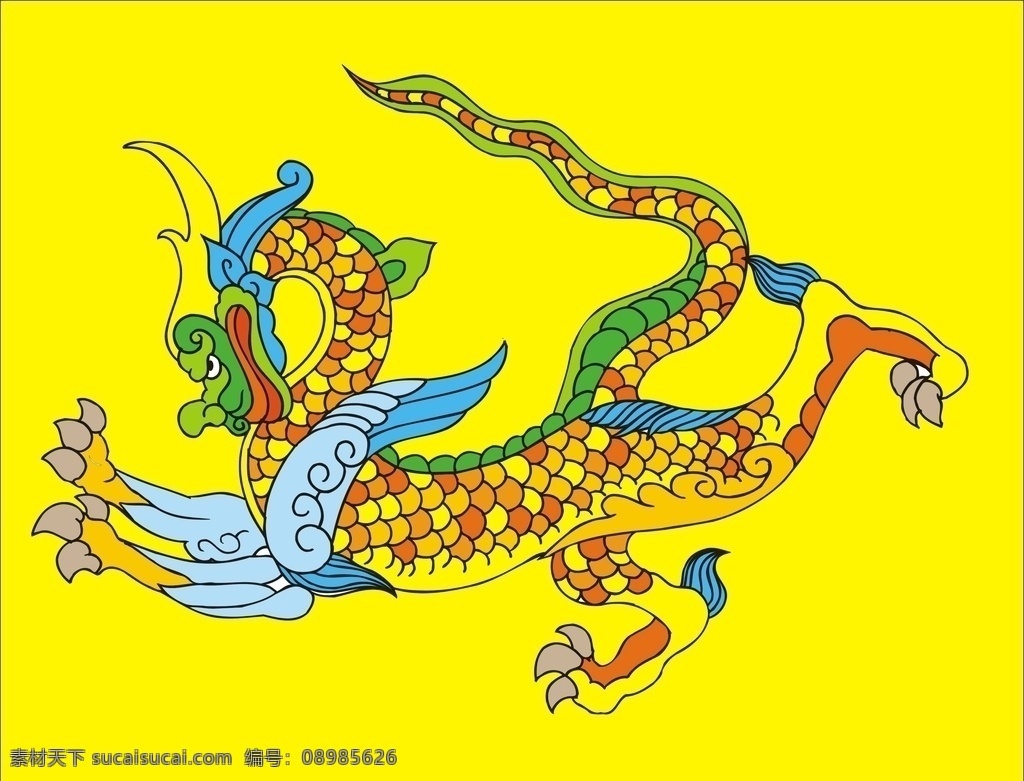 手绘线描龙 手绘龙 卡通龙 线描龙纹 动画线描龙 底纹边框 背景底纹