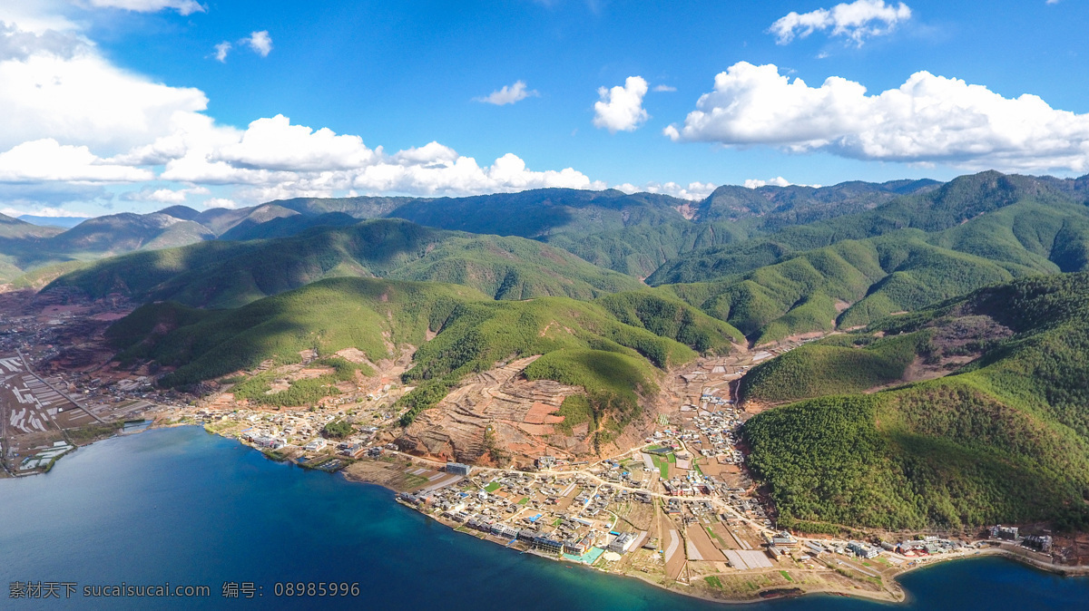 唯美 泸沽湖 航拍 风景 高清 云南 自然景观 风景名胜