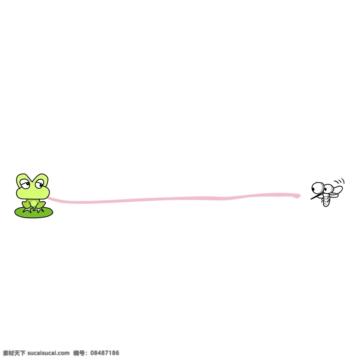 手绘 蓝色 青蛙 分割线 可爱的青蛙 粉色的分割线 边框 动物 卡通插画 手绘插画 害怕的蚊子