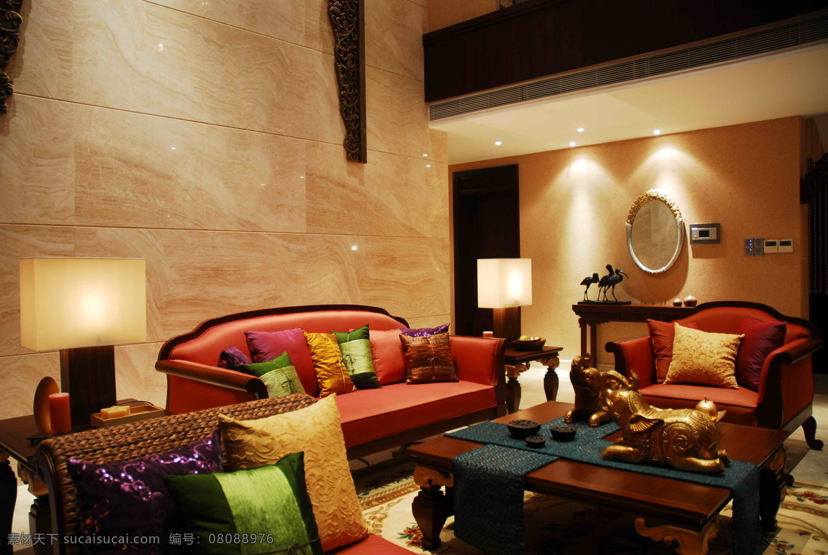 客厅空间设计 客厅 东南亚风格 装饰 装修 家具 生活 色彩浓烈 沙发 茶几 室内摆设 家居生活 生活百科