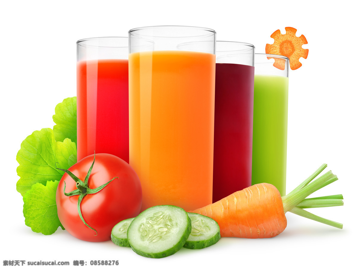 果蔬汁 果汁 青瓜汁 西红柿汁 胡萝卜汁 饮料 玻璃杯 蔬菜汁 饮料酒水 果汁饮料 餐饮美食