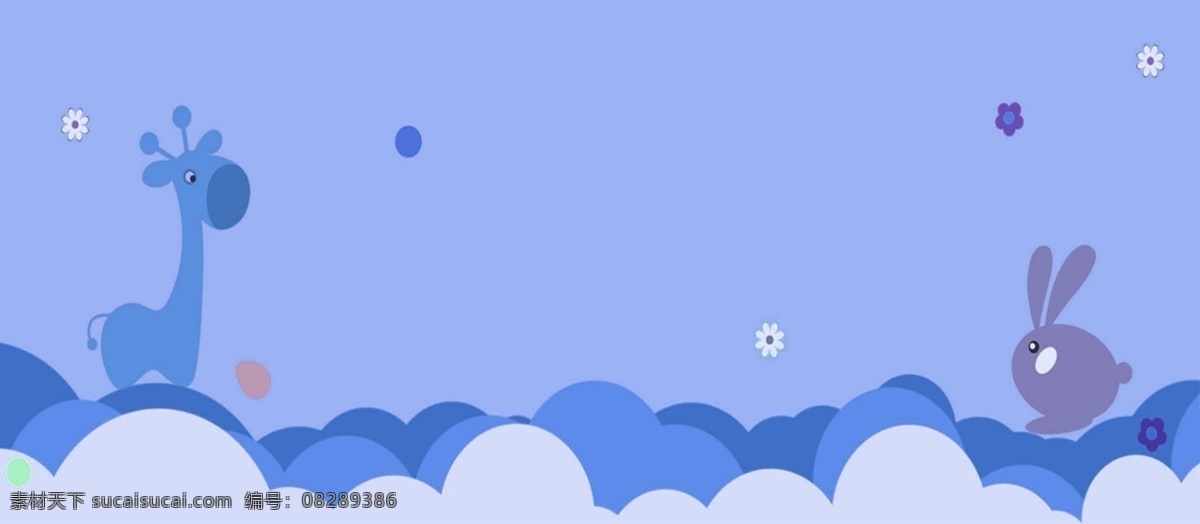 卡通插画背景 卡通背景 萌图 动物 兔子 小鹿