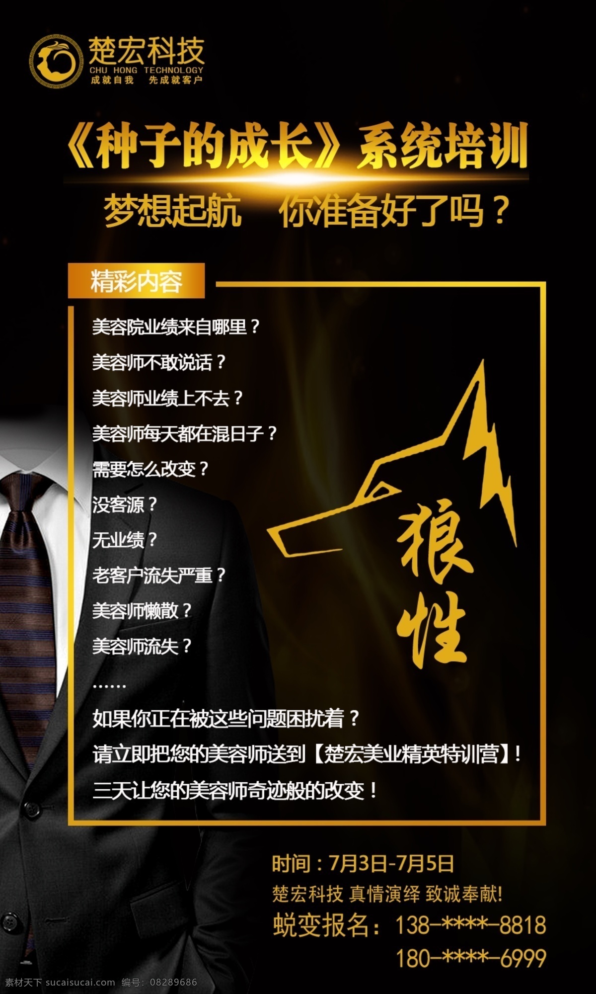 种子 成长 系统 培训 适用于微商 团队培训 狼性 美容业 黑色金黄色