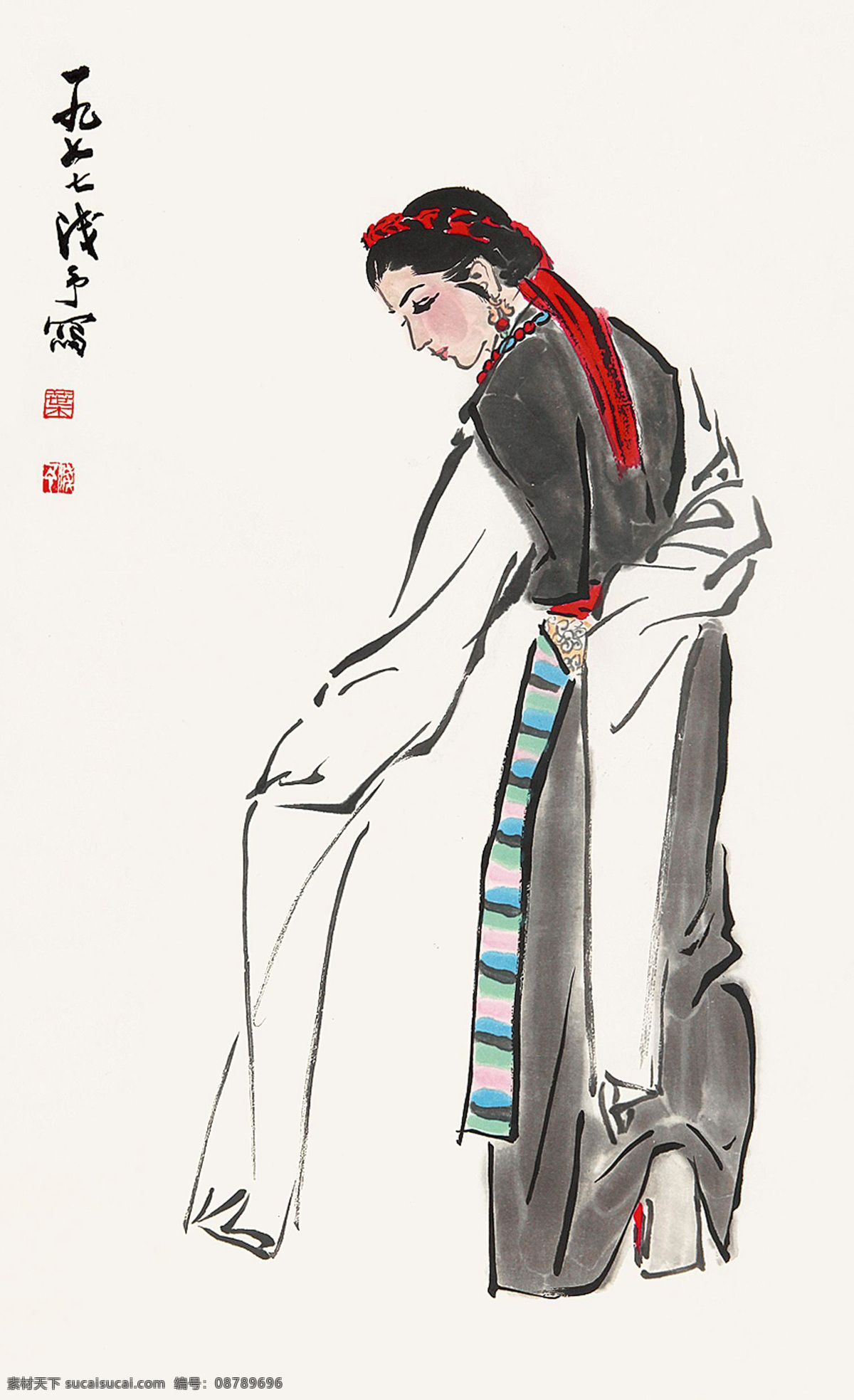 傣族 风情 国画 绘画书法 人物速写 少女 速写 设计素材 模板下载 傣族少女 叶浅予 藏族舞 民族舞蹈 舞蹈 民族风情 文化艺术 国画叶浅予