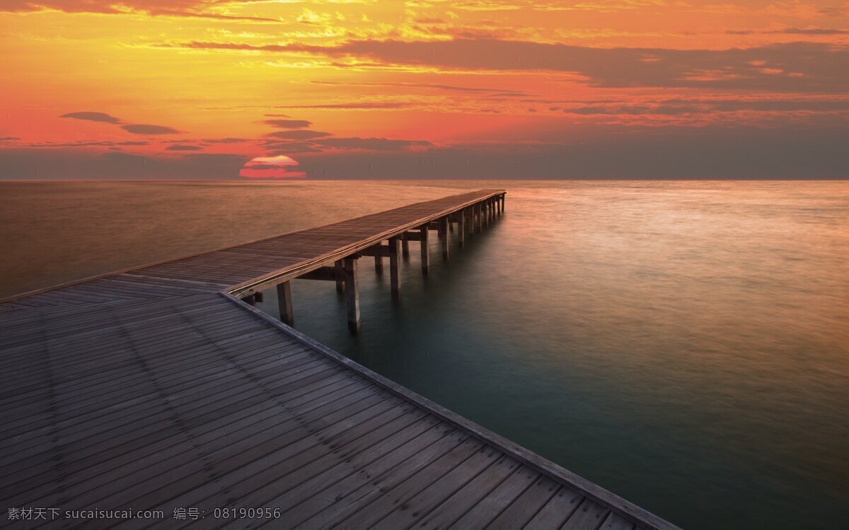 夕阳 海边 傍晚 桥 风景 生活 旅游餐饮