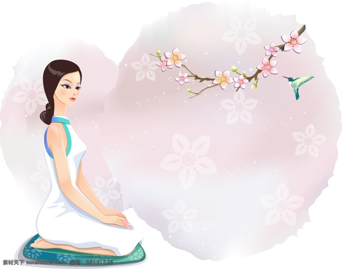 古典 卡通 美 少女 矢量 美丽 女孩 向量的人 矢量图 矢量人物