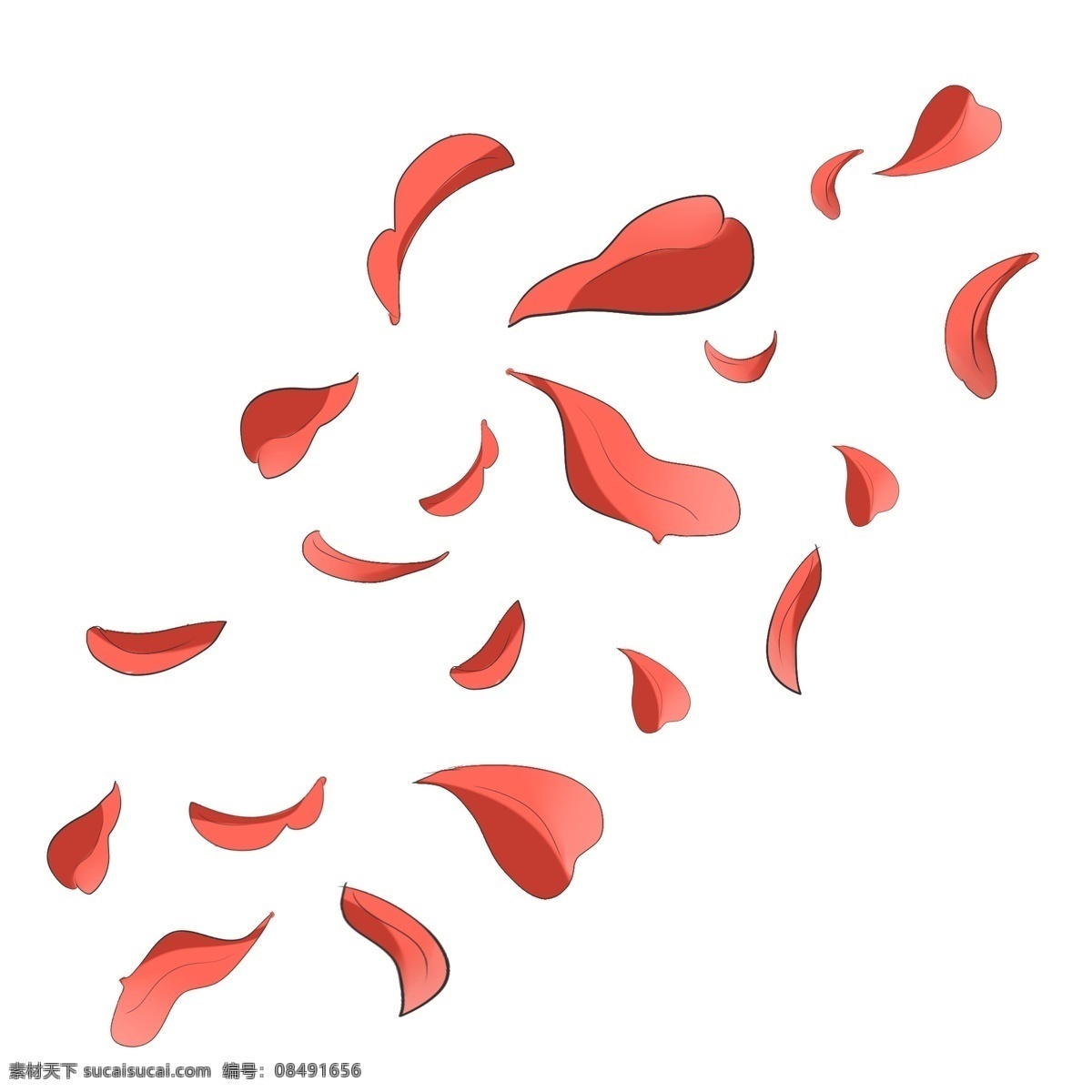 手绘 红色 花瓣 插画 红色的花瓣 卡通的插画 手绘插画 花叶 花朵 漂亮的花瓣