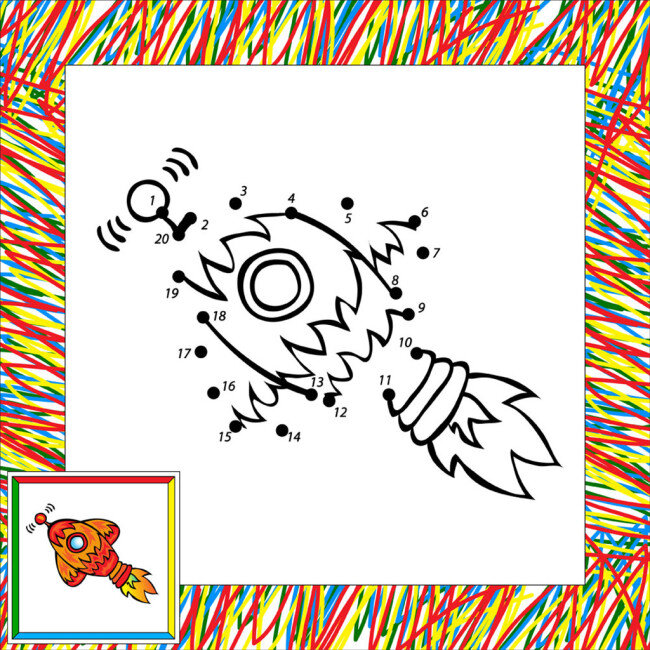 涂色的火箭 火箭 涂色 画画 美术 绘本 矢量 矢量素材 儿童涂色绘本