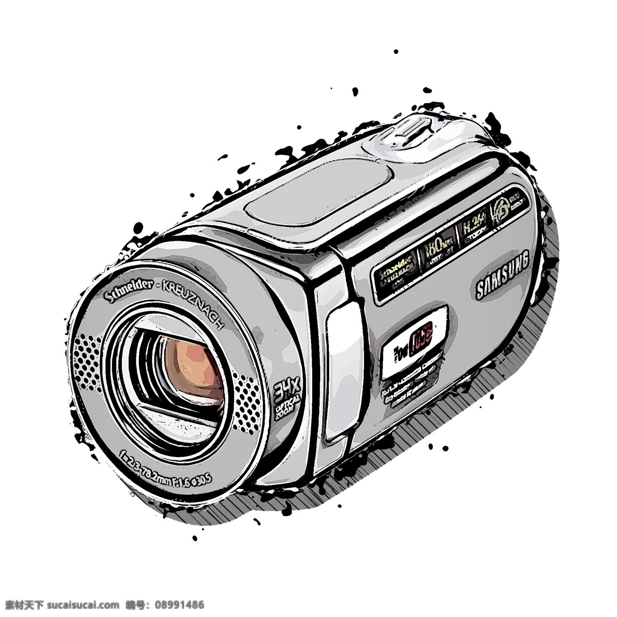 黑白 泼墨 效果 小型 摄影机 图 科技 电子 现代科技 电子科技 照相机 数码相机 通讯科技 摄像机 单反相机 微单相机