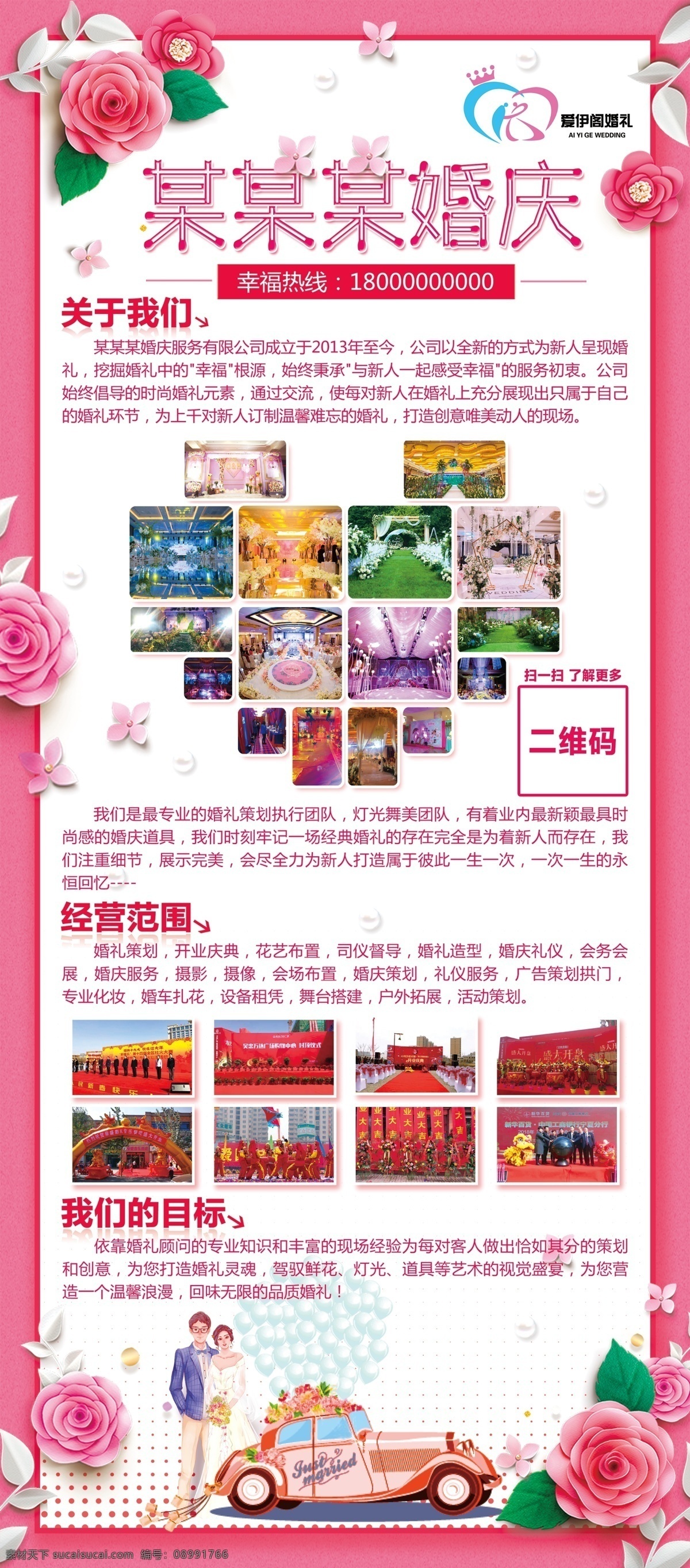 婚庆展架 婚礼展架 展架 粉色展架 粉色背景 婚礼背景 婚庆公司 婚庆简介 经营范围 粉色婚礼