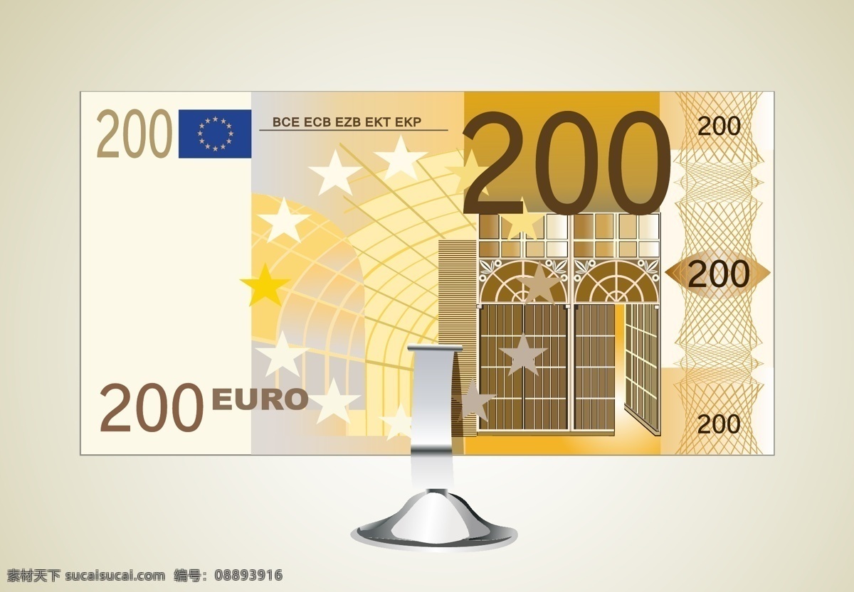 200 欧元 钞票 矢量 模板下载 200欧元 钱 金融货币 纸币 商务金融 矢量素材 白色
