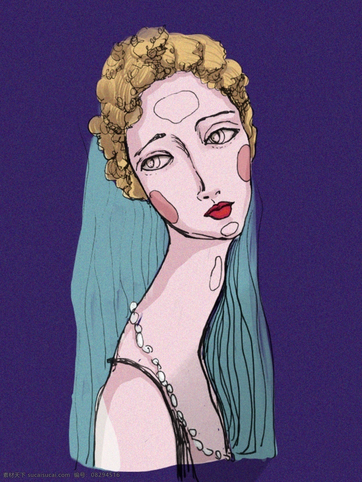 色彩 明快 复古 风格 人物 插画 女郎 包装设计 装饰画 手绘