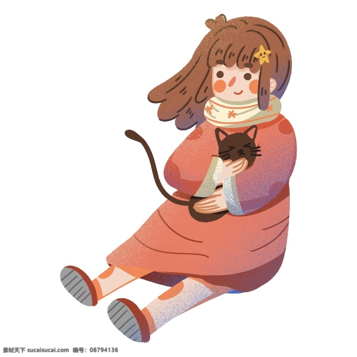 可爱 抱 猫 女孩 装饰 设计元素 免抠元素 透明元素 猫猫 抱猫猫的女孩