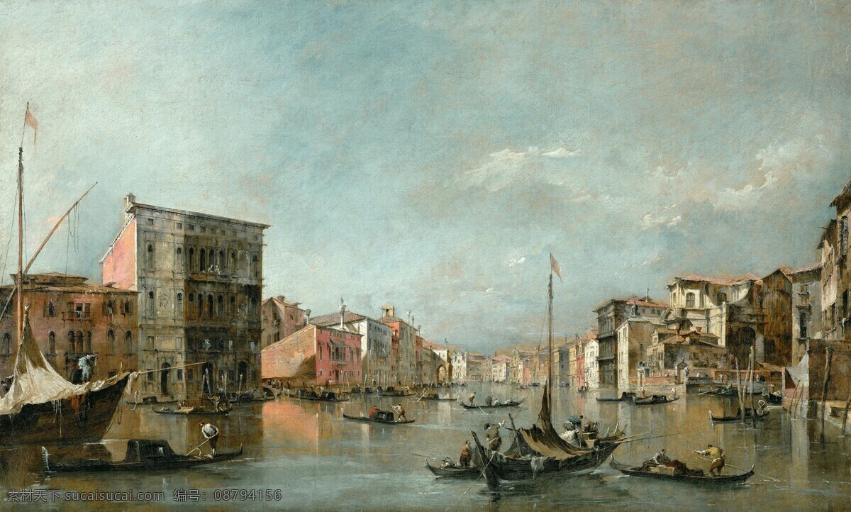 欧洲油画 油画 风景 运河 船只 文艺复兴 中世纪 文化艺术 绘画书法