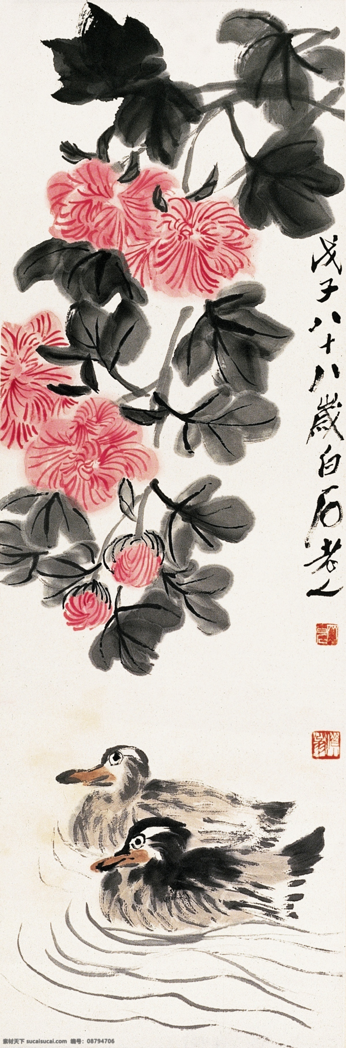池塘 工笔画 国画 花开富贵 花团锦簇 绘画书法 菊花 绿叶 白石 设计素材 模板下载 白石国画 鸳鸯戏水 齐璜 水墨画 白石老人 写意 书画 文化艺术 印章 装饰素材 雕刻 图案