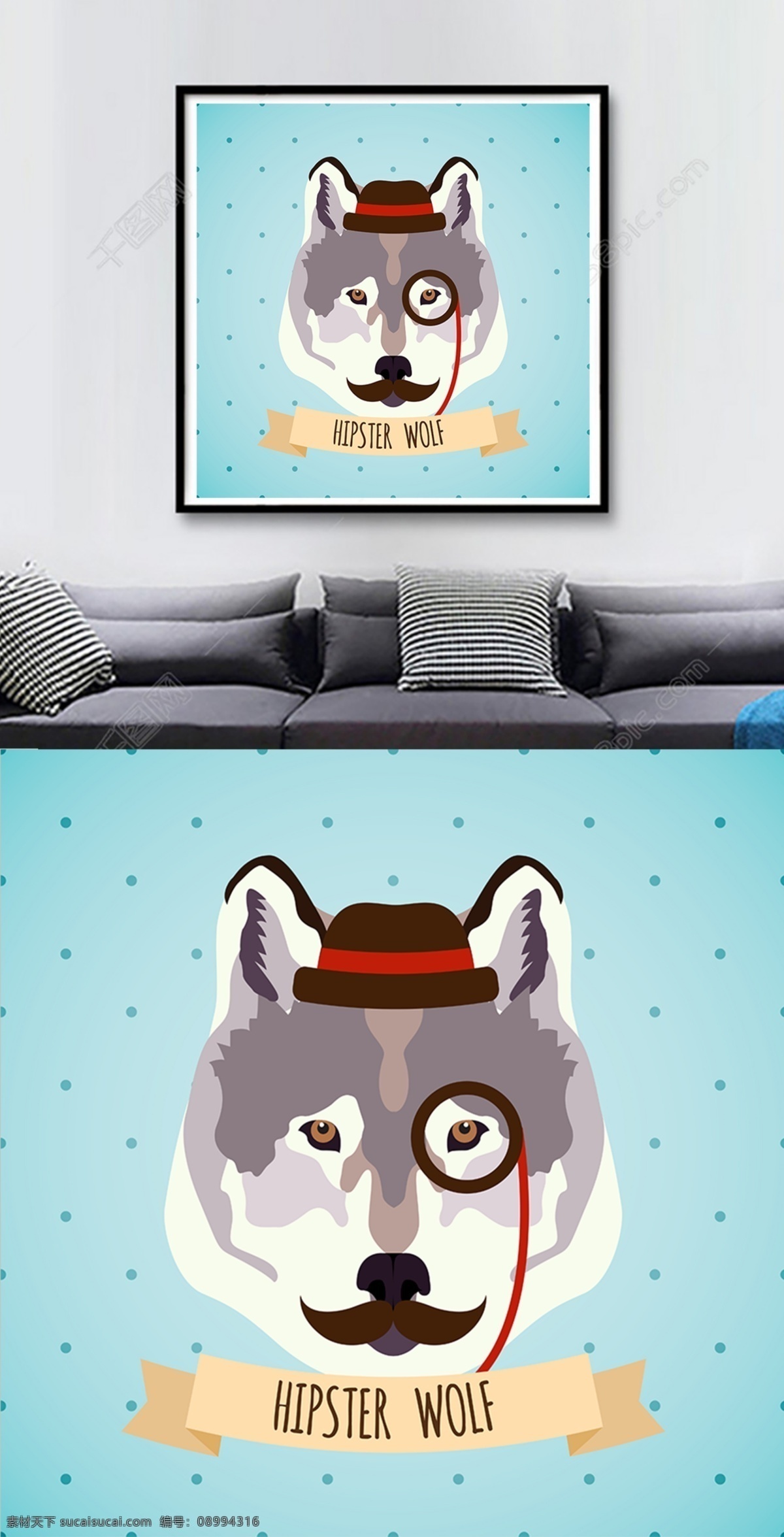 方 图 卡通 动物 头像 戴帽子 狗 装饰画 方图 高清 客厅 帽子