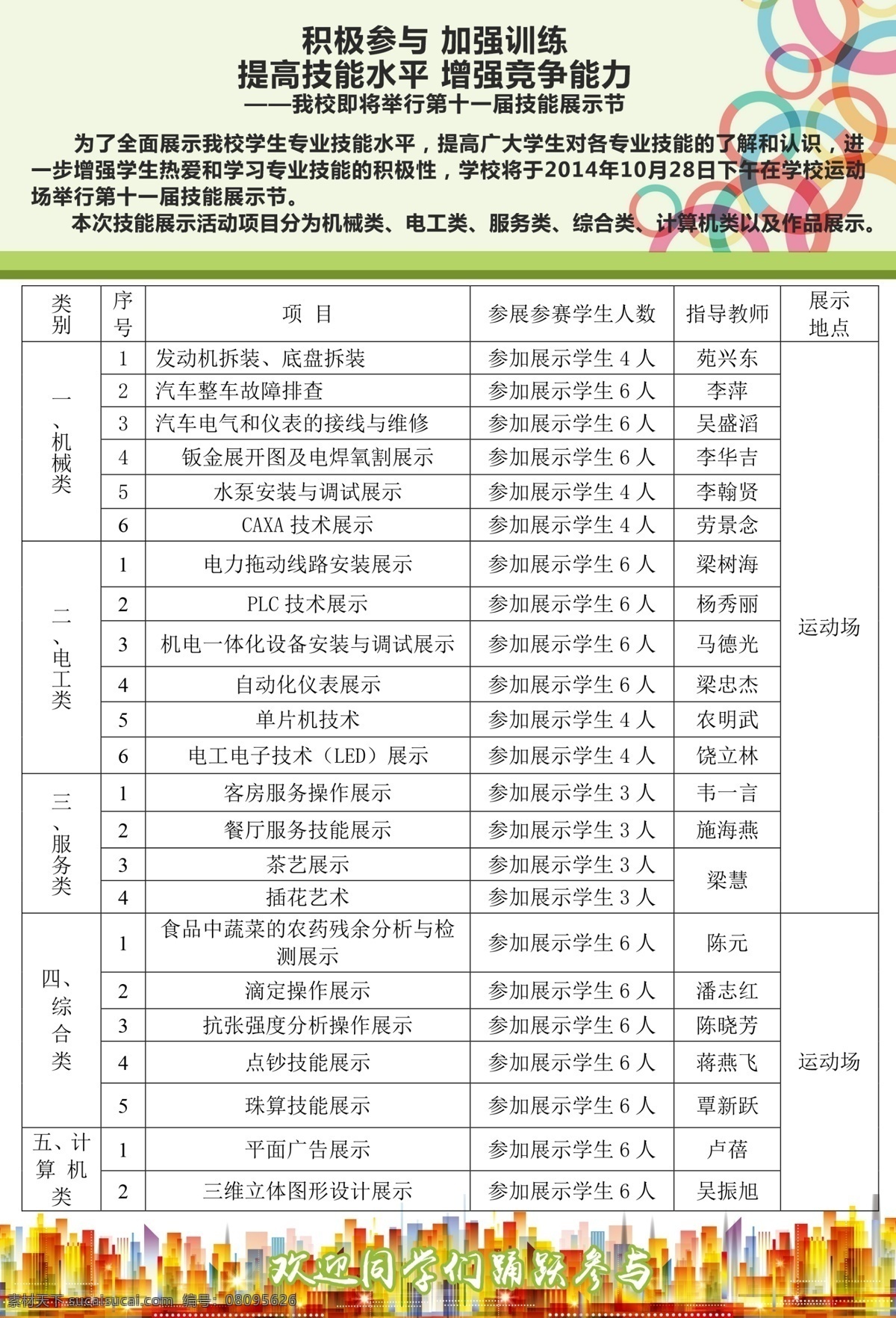技能 展示 节 文化艺术 学校 展板 技能展示 技能展示节 其他展板设计