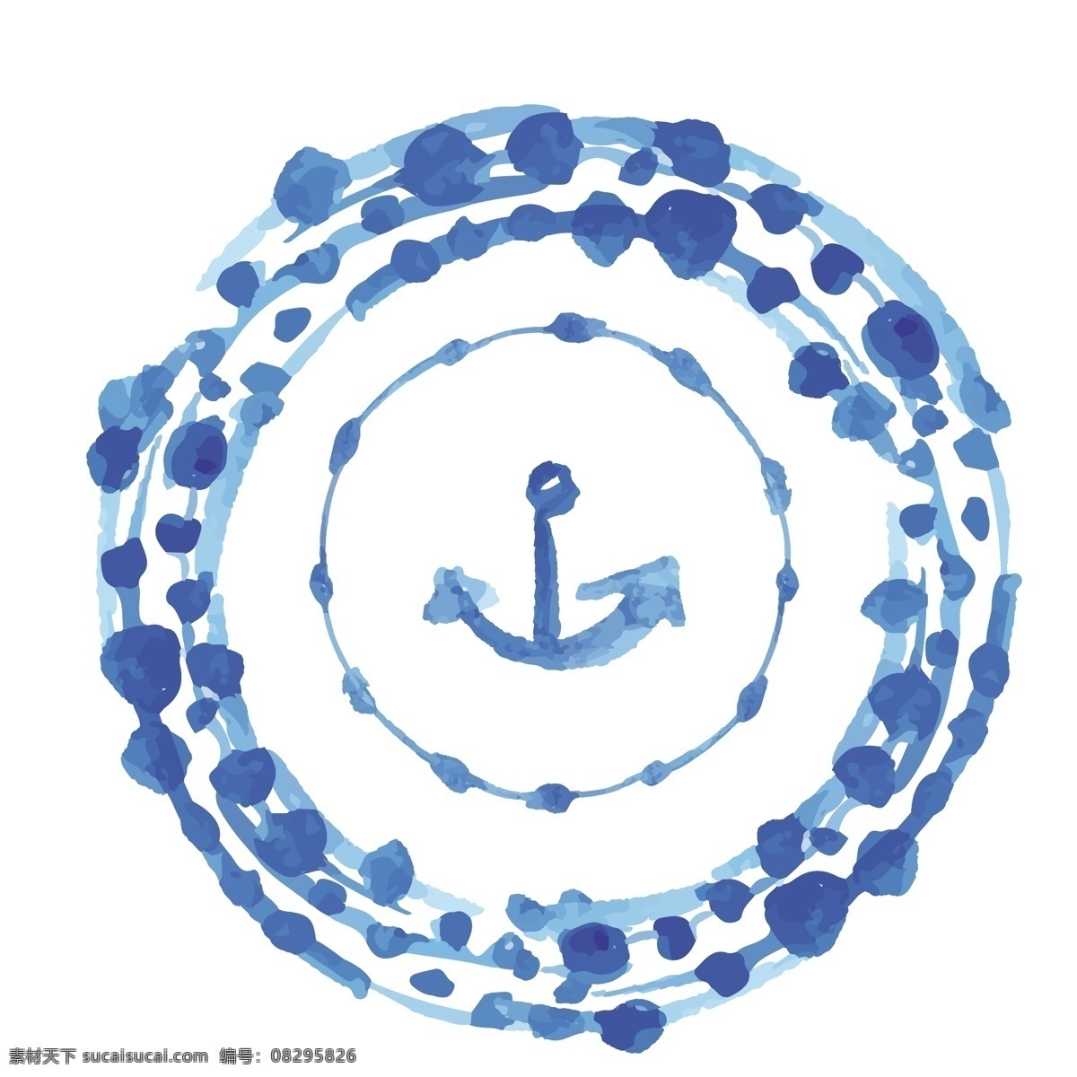 蓝色 水彩 圆圈 图案 涂鸦 装饰图案 线条 波纹 条纹 圆环 文化艺术 绘画书法