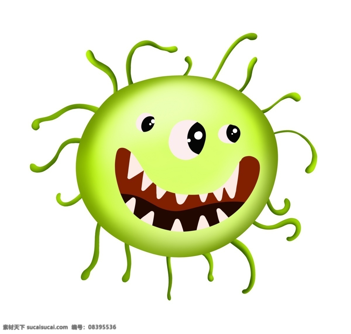 单细胞 生物 细菌 单细胞生物 卡通插画 细菌插画 病菌 细胞膜 细胞质 核糖体 绿色的细菌