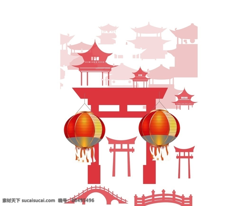古亭剪影 亭子 剪影 矢量图 建筑 古镇 祝胜桥 镇远