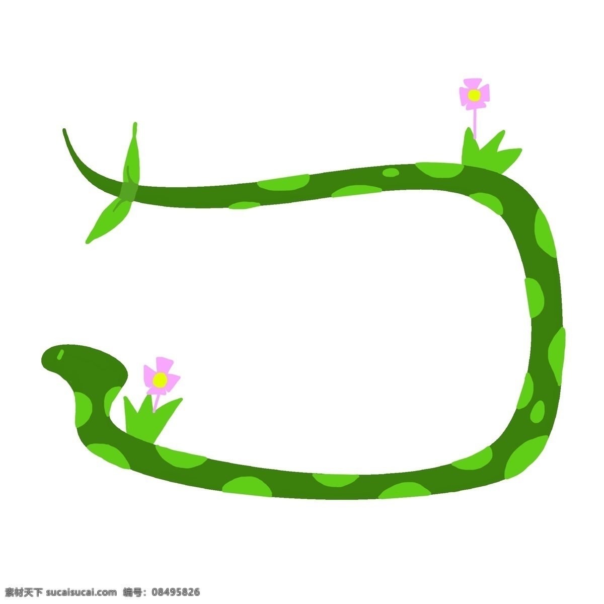 大 蛇 边框 卡通 插画 大蛇 绿色