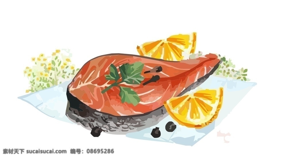 鱼肉图片 鱼 肉 柠檬 文化艺术