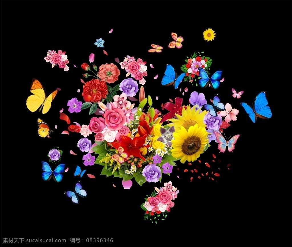 花海 花与蝴蝶图片 花 花蝴蝶 花与蝴蝶 花团 花素材 cdr矢量图