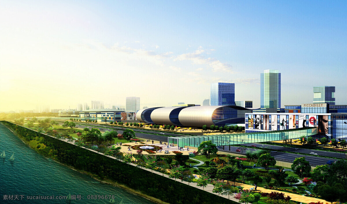 草地 城市 倒影 高层建筑 花草 环境设计 建筑设计 江水 楼盘设计图 楼盘 楼宇 住宅楼 商业楼 商铺 水景 江畔 绿化 树木 休闲景区 行人 天空 楼盘效果图 矢量图 建筑家居