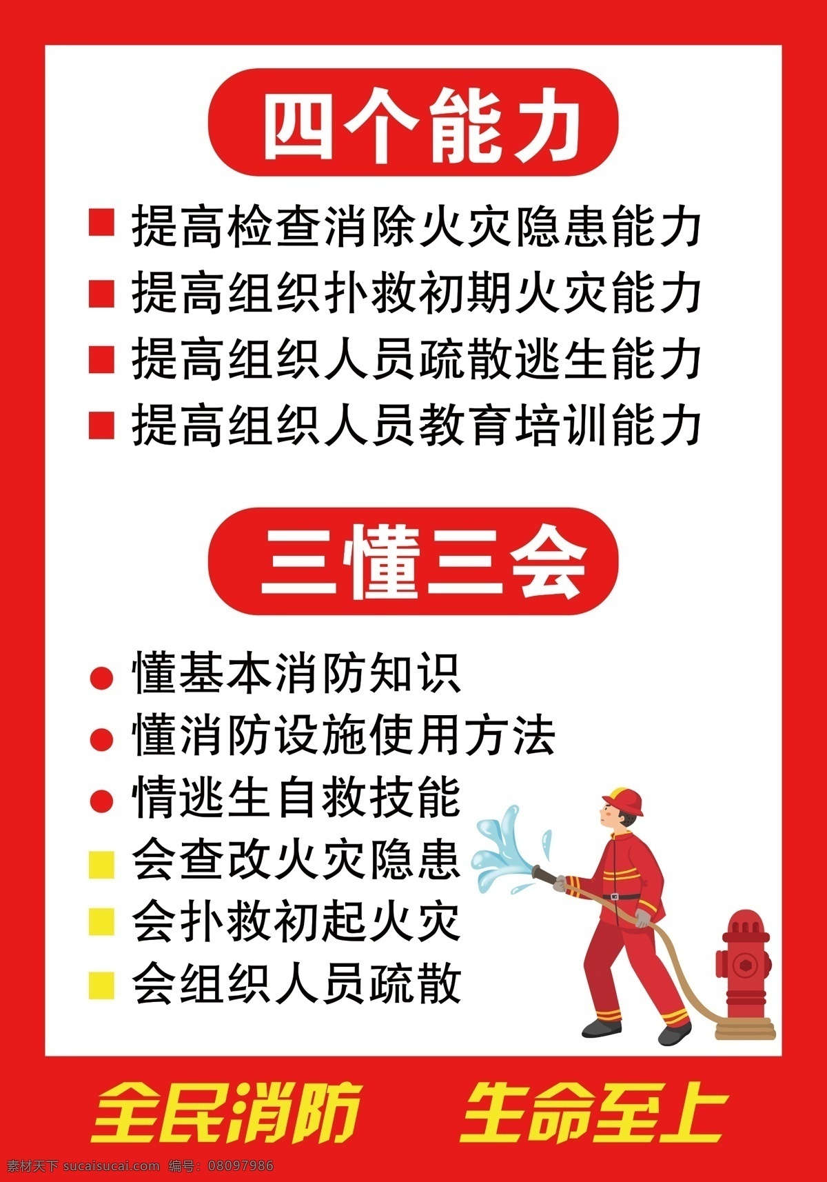 消防安全 四个能力 三懂三会 全民消防 生命安全 安全生产
