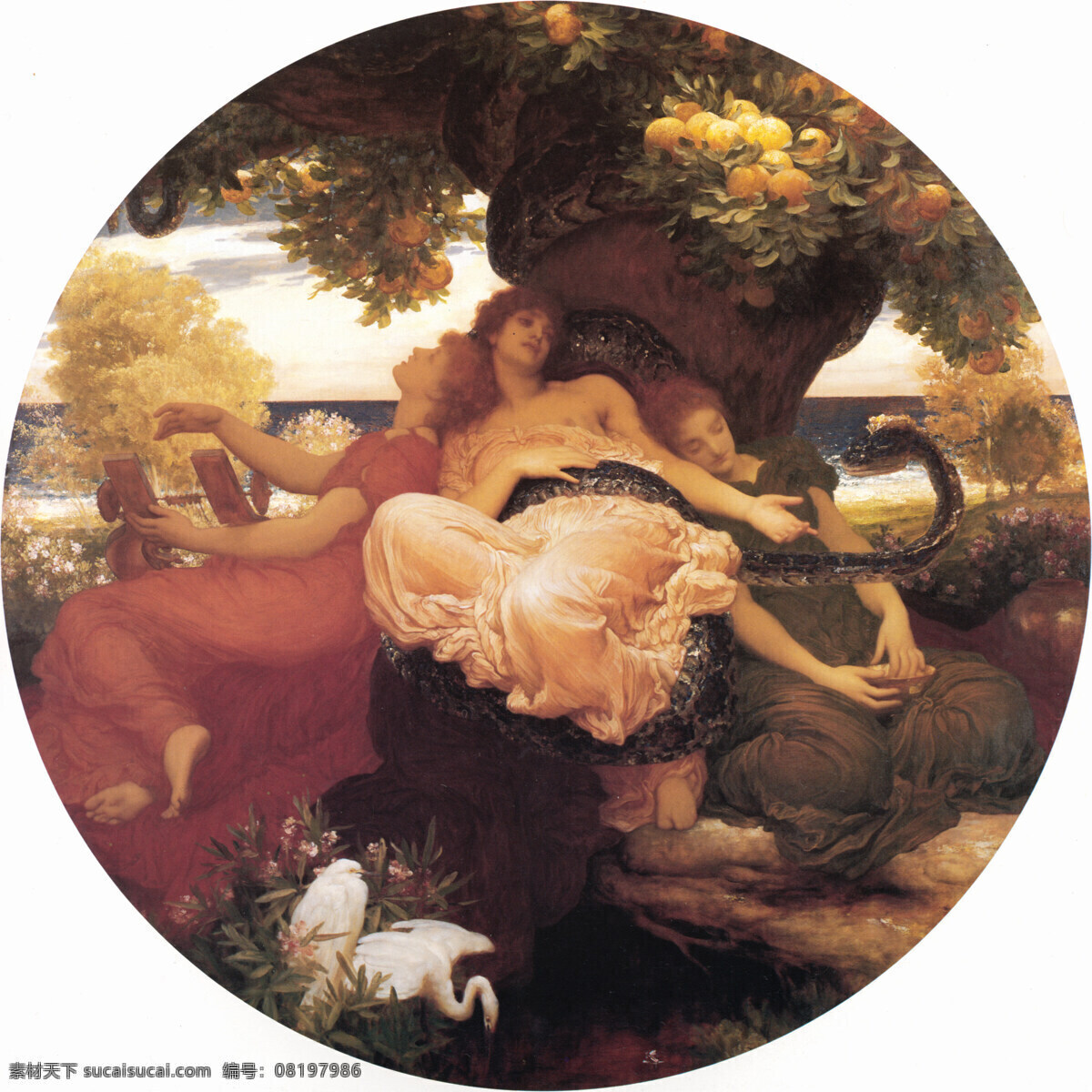 苹果园 弗雷德里克 莱顿 油画 世界名画 绘画书法 文化艺术