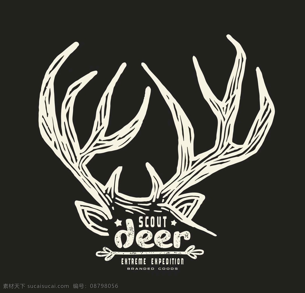 t恤印花鹿角 t恤流行印花 鹿角 矢量鹿 deer tutu