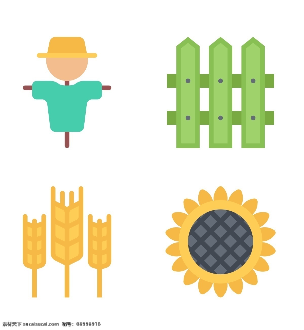 农业 生态环境 icon 图标 标志 图标设计 稻草人 围栏 麦田 向日葵 表情图标 迷你图标 通用图标 网页图标