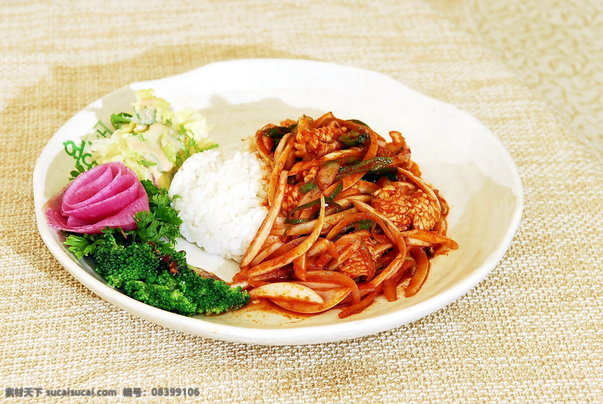 鱿鱼盖饭 鱿鱼 米饭 菜品摄影 传统美食 餐饮美食