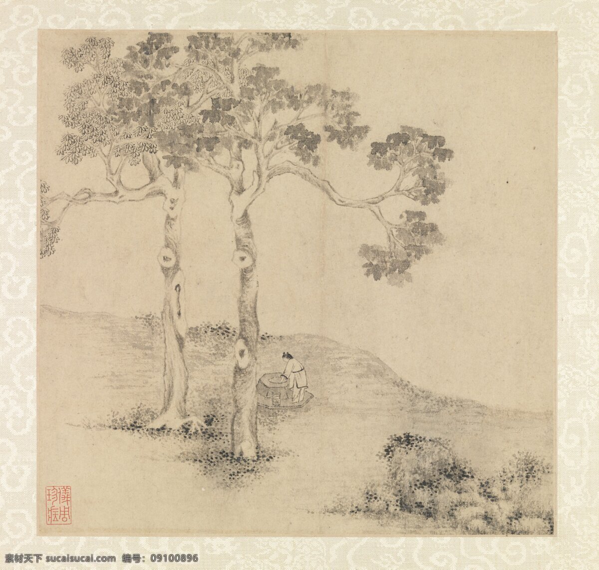 国画 绘画书法 明 山水 树 文化艺术 文征明 诗 画册 页 设计素材 模板下载 山水诗画册页 纸本 美国 大都会 艺术 博物 馆藏 八开 其他画册封面