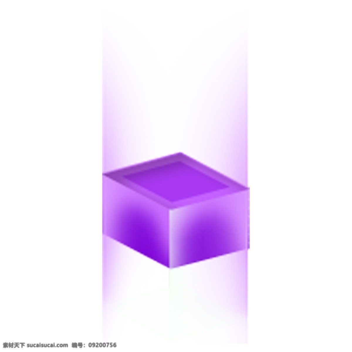 紫色 盒子 装饰 立体 紫光 方形 装饰素材