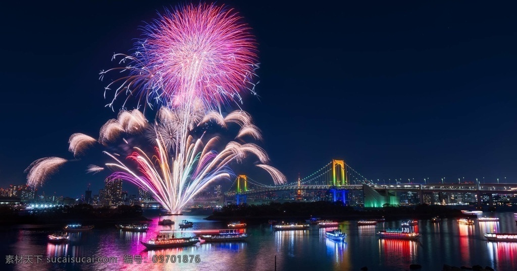 都市夜景 都市 夜景 烟花 湖面 高架桥 建筑 轮船 大都市 旅游摄影 国内旅游