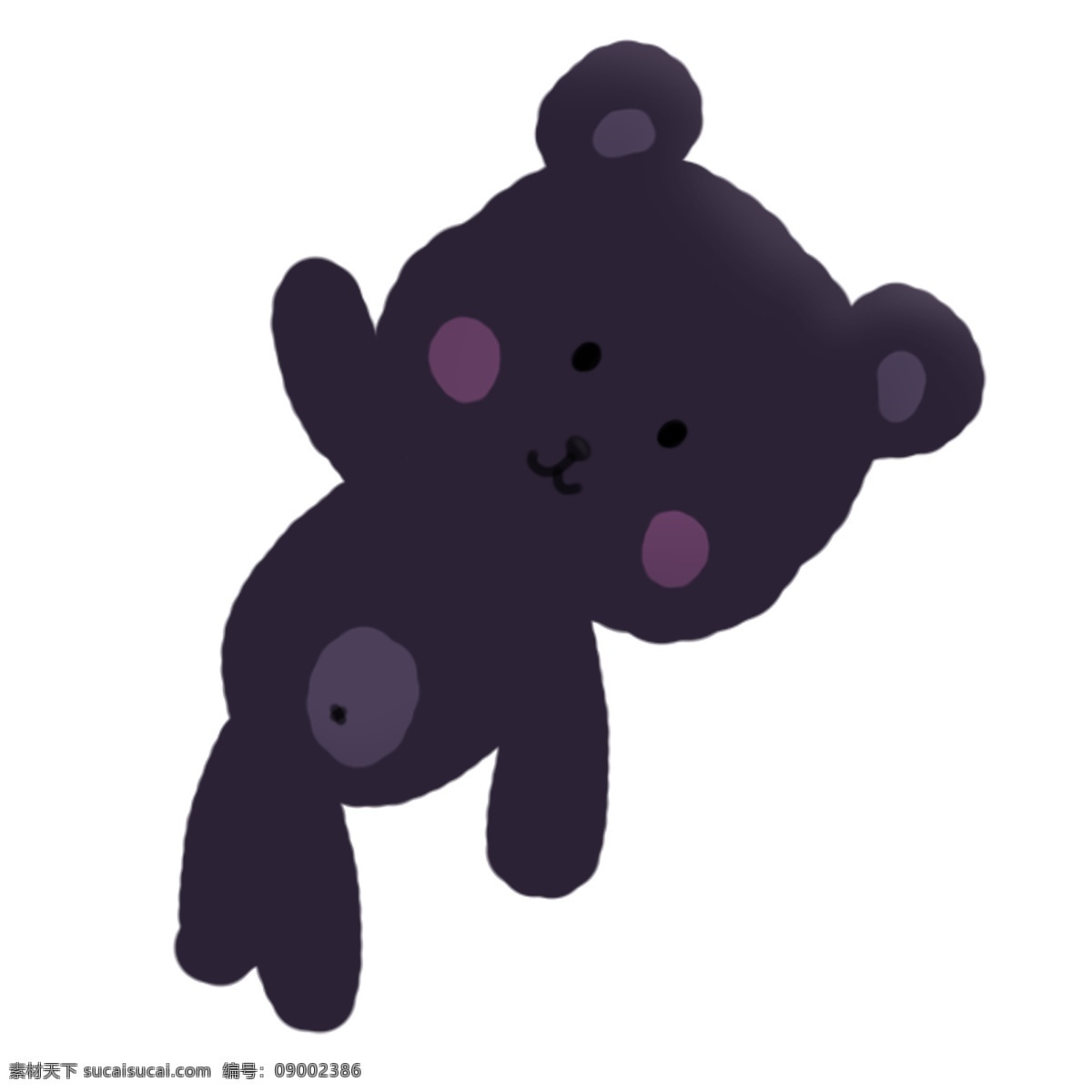 节日 假日 可爱 小 熊 手绘 插画 小熊 紫色 腮红 萌 卡通 假期 玩具 玩偶 公仔