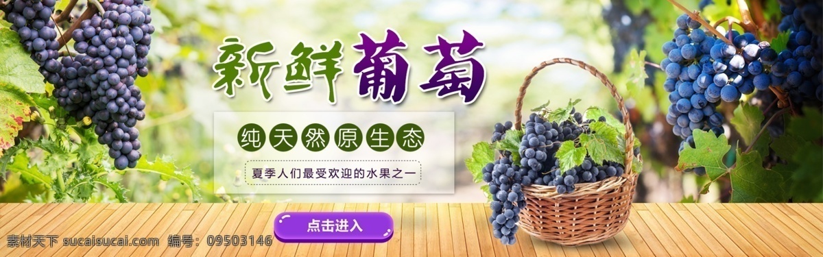 新鲜 葡萄 banner 新鲜葡萄 水果 水果促销 电商 淘宝 天猫 淘宝海报