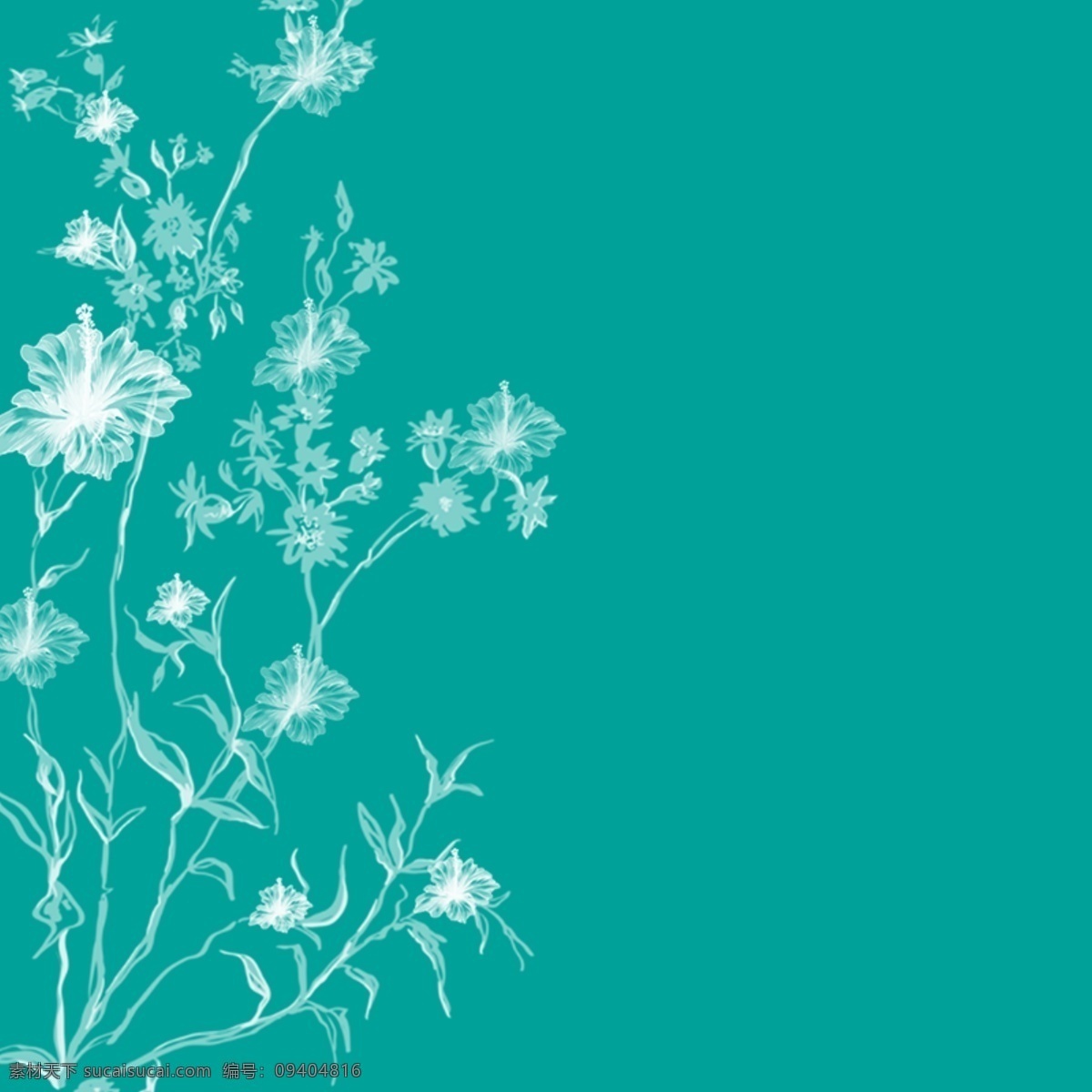 天蓝色 手绘 花 背景 矢量 花的背景 花卉画 青色 手 手绘图 海报